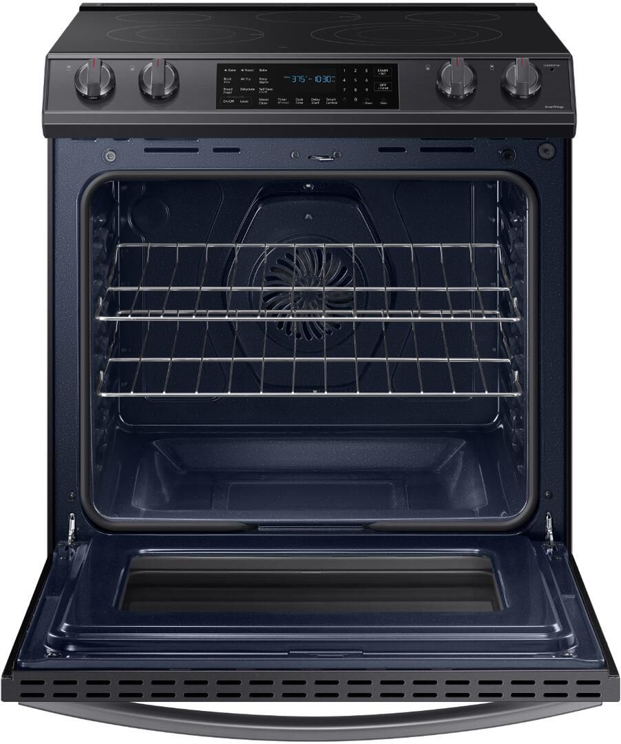Cocina Eléctrica Inteligente Samsung 30" con Air Fry – Acero Inoxidable Negro